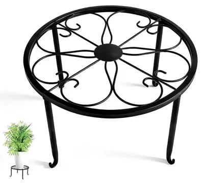 Image de Omgoods - Support métallique noir pour plantes, idéal pour l'intérieur et l'extérieur
