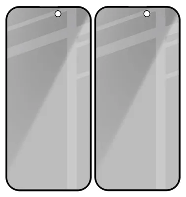 Produktbild von Gehärtetes Glas mit Privatschutzfilter für iPhone 17 / 17 Pro / 16 Pro, Bizon Glass Edge Shadow Duo, getönt mit schwarzer Rahmen, 2 Stück
