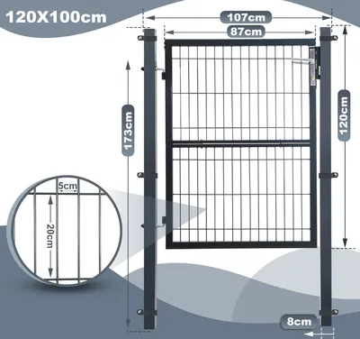 Zdjęcie produktu dla Jopassy brama ogrodowa brama ogrodowa brama ogrodzeniowa brama ogrodzeniowa brama ogrodowa brama ogrodzeniowa stal ocynkowana brama ogrodowa 120x100CM antracyt