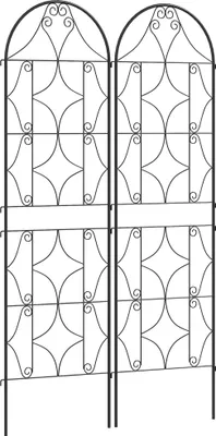 Image de Outsunny Support pour plantes grimpantes avec motif irršŠgulier, lot de 2, treillis de jardin, pour lšŠgumes, vignes, fleurs, en mšŠtal, 50 x 180 cm, noir