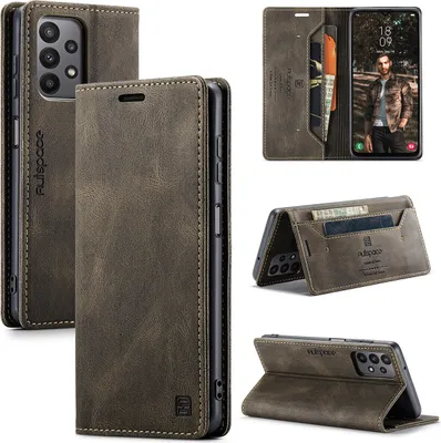 Produktbild von Galaxy A23 4G Brieftasche Hülle, Retro Kunstledertasche Stand Schutzhülle für Samsung Galaxy A23 4G Kupfer