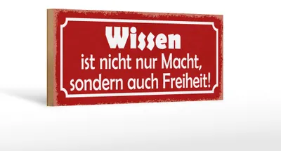 Produktbild von Holzschild Spruch 27x10cm wissen ist nicht nur Macht