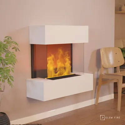 Produktbild von GLOW FIRE Elektrokamin 'Hölderlin'| Wasserdampf Kamin mit OMC 500 ohne Holz in weiß als Wandkamin| HxBxT: 88x80x30cm