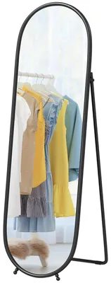 Produktbild von HOMCOM Ganzkörperspiegel 160 x 40 cm Wandspiegel mit Ständer, Metallrahmen, Schwarz
