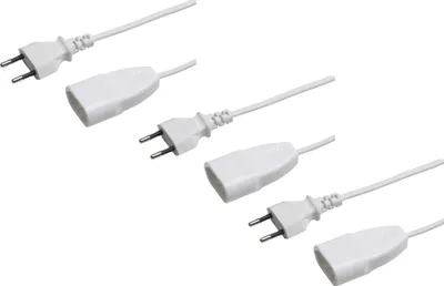 Produktbild von Meister Euro-Verlängerung 3 m weiß IP20 3er Set mit Eurostecker für Innenbereich