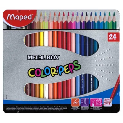 Obrázek produktu pro Trojhranná barevná tužka COLOR'PEPS, kovové pouzdro, 24 ks