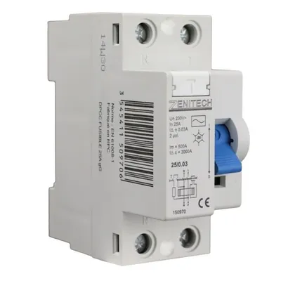 Image de Interrupteur différentiel ZENITECH type AC 40A 30mA
