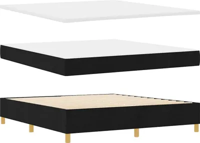 Image de vidaXL Lit boxspring avec matelas noir 180 x 200 cm Tissu