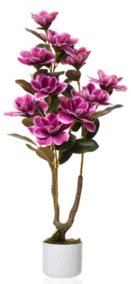 Produktbild von Künstliche Topfpflanze - Magnolie oder Orchidee - Realistische Blüten - Rosa - 95 cm - Kunststoff - Hochzeitsdekoration