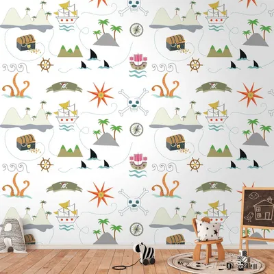 Produktbild von Profhome 391921-GU Fototapete Kindertapete creme grau grün orange 1,59 m x 2,8 m