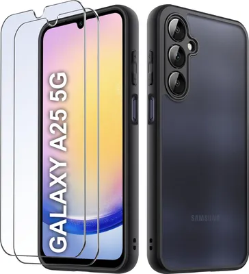 Obrázok produktu pre Puzdro pre Samsung A25 5G MATNÉ POSILNENÉ ČIERNE SADA 2x SKLO