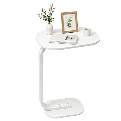 Produktbild von Beistelltisch Metallgestell Weiß 59cmH Sofatisch Wohnzimmer Nachtisch Side Table modernes Design