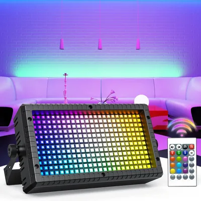 Image de Éclairage mural LED – Mini stroboscope de 60W – 288 LED RGB – Contrôle DMX512 – 90–240V – Prise EU