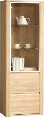 Produktbild von Vitrine Jussara 03, Farbe: Hellbraun, Eiche teilmassiv – 201 x 69 x 42 cm (H x B x T)
