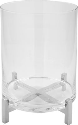 Fink Windlicht mit Glas Yono silberfarben Edelstahl, poliert, Glas Höhe 35 cm