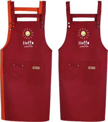 Produktbild von Polyester-Baumwoll-Overall 2 Stück, Atmungsaktive Küchen-Schürze Mit Großer Tasche, Für Restaurant Und Grill