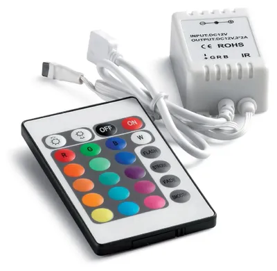 Productafbeelding van ARELUX controller, RGB, 12V/24V DC, 8A, met infraroodbediening