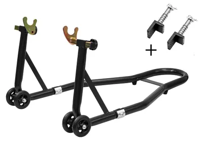 Obrázek produktu pro Stojan na motocykl, zadní kolo, značka BIKETEC PRO, typ V/L, černý, stabilní a robustní
