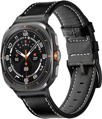 Produktbild von Stravo Lederarmband – Passend für Samsung Galaxy Watch Ultra / Ultra 2025 – Uhrenarmband aus echtem Leder – Schwarz