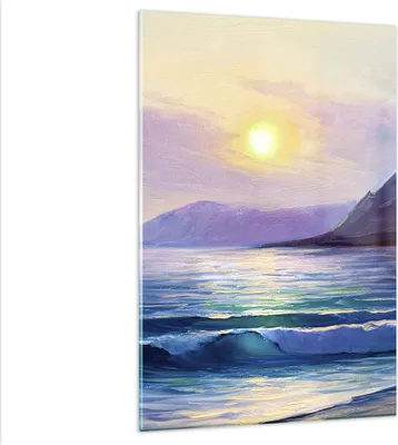 Produktbild von Bilder auf glas - Einteilig - Berge Meer Welle - 80x120cm - Glasbilder - Wandbilder - Bilder - zum Aufhängen bereit - Wanddekoration aus Glas - Glas Bilder - Wandbild auf Glas - GPA80x120-3952