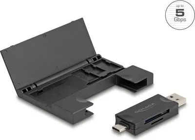 Produktbild von DeLOCK 91014, MMC, MicroSD (TransFlash), SD, Schwarz, 5000 Mbit/s, USB 3.2 Gen 1 (3.1 Gen 1) Type-A/Type-C, 60 mm, 85 mm