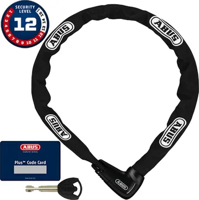 Zdjęcie produktu dla ABUS 78082, Blokada łańcucha, Czarny, Biały, Stal, 9 mm, Klucz, 1700 mm