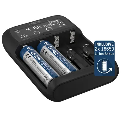 Immagine prodotto di Ansmann Lithium 4 Universalladegerät mit 2x 18650 Akkuzellen 2600mAh Ladegerät LiIon (1001-0122-01)
