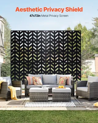 Produktbild von Paravent, 120x50,8x183 cm, Raumteiler für den Außenbereich, freistehende Trennwand mit Ständer, dekorativer Garten-Sichtschutz, Raumtrenner für Balkon, Terrasse, Innenbereich, Schwarz