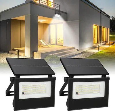 Produktbild von Izrielar 2X LED Solar Wandleuchte Strahler Lampen mit Bewegungsmelder Balkon Außen Treppen