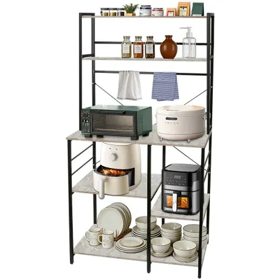 Image de Étagère de cuisine, étagère sur pied, support pour micro-ondes, étagère de boulangerie, étagère de rangement 168 x 90 x 40 cm