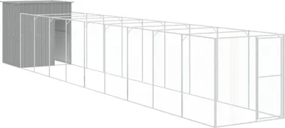 Obrázok produktu pre vidaXL Domček pre psa s výbehom svetlosivý 165x1067x181cm pozinkovaná oceľ
