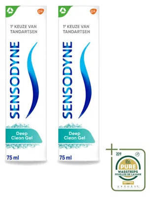 Imagen del producto de 2 tubos de pasta dental Sensodyne Deep Clean en gel - 75 ml - Paquete ahorro - 2 unidades