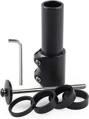 Produktbild von Set Fahrradlenkerverlängerung – Vorbauverlängerung – 120 mm – 1 1/8 Zoll (28,6 mm) – Fahrradlenkererhöhung – Lenkerlift – Aluminium – Schwarz