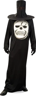 Produktbild von Horror Zombie Totenkopf Robe Kostüm mit Hut Maske mit Haaren Halloween Karneval