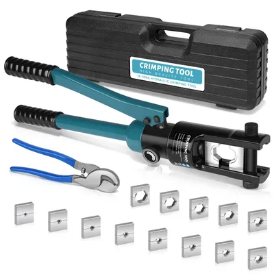 Produktbild von 16T Hydraulische Presszange mit Kabelschere 13 Einsätzen Crimpzange 8–300mm² Crimpformen für Kupfer-Aluminium-Kabelschuhe Zange aus hochfestem Stahl