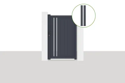 Produktbild von Tor 1 m GIONA H.1,6 m + 2 EIFEL-Pfosten H.190 cm Grau