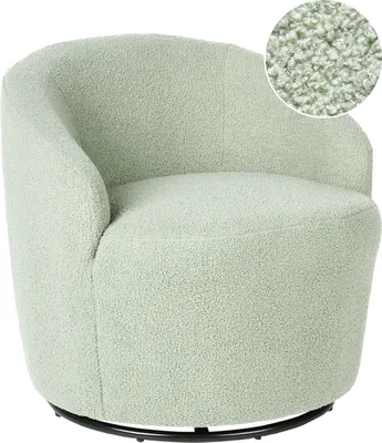 Produktbild von BELIANI Drehsessel Hellgrün aus Bouclé 360° Drehbar Geschwungene Rückenlehne Retro Stil Modernes Design für Wohnzimmer Schlafzimmer Flur Büro