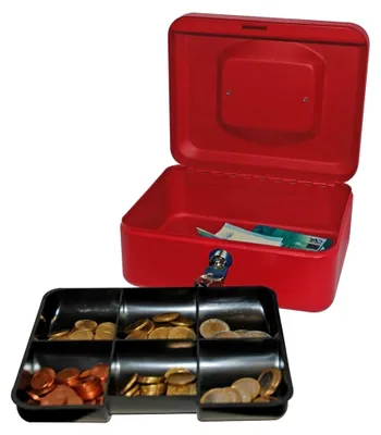 Produktbild von Geldkassette aus Metall, 9 x 20 x 16 cm, Rot