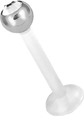 Produktbild von Karisma Bioplast Labret Transparent 2,5mm Edelstahl Flache Kugel mit Kristall Elements Weiss Lippe Tragus 1,2mm - 10.0 Millimeter