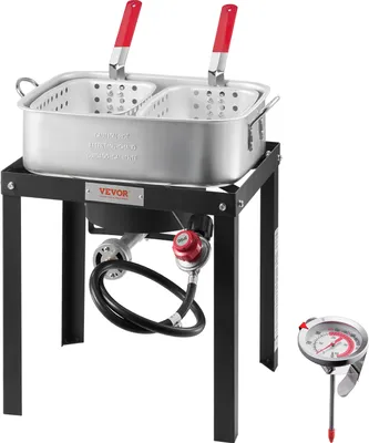 Obrázek produktu pro VEVOR fritéza na ryby, křídlová fritéza, propanová fritovací souprava, 13,27 l, 58000 BTU propanový hořák pro venkovní vaření