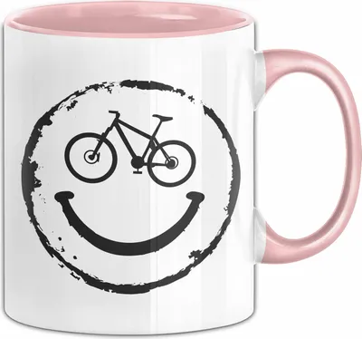 Produktbild von Bike Tasse Fahrrad Rad Geschenk Rennrad Lächeln Geschenkidee Kaffee-Becher (Rosa)