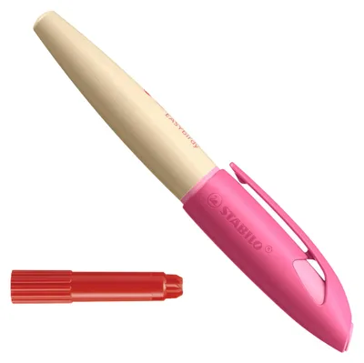 Produktbild von STABILO Ergonomischer Schulfüller EASYbirdy Timber mit Holzschaft pink - Linkshänder:innen - Anfängerfeder (A) mit Einstellwerkzeug