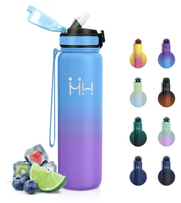 Produktbild von Isolierflasche 1L mit Strohhalm Edelstahl, Auslaufsicher, BPA-Frei, Sportflasche