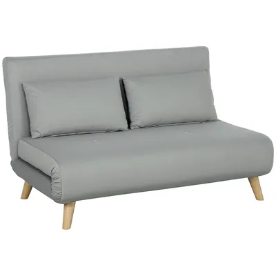 Produktbild von Schlafsofa Relaxsofa Sofa Couch, inkl. 2 Kissen, Samtoptik, 130 x 78 x 79 cm, Hellgrau