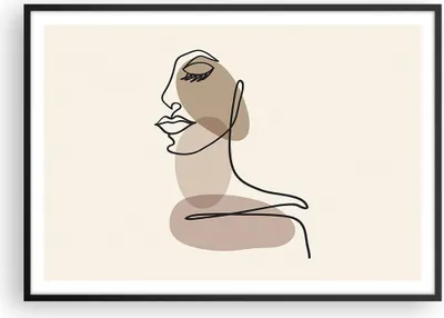 Produktbild von Gerahmtes Poster - Schwarzer Rahmen - Linie Kunst Boho - 100x70 cm - Wand Bild - Wanddeko - Wandbilder - Kunstposter - Wandposter - Bilderrahmen - Bilder - Kunstdruck - P2BAA100x70-4728