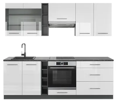 Image de Cuisine Vicco Fame-Line Blanc brillant/Anthracite 235cm , PT Anthracite, Model 42218