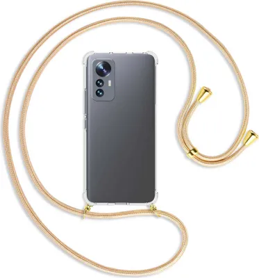 Produktbild von Handykette Backcover-Schutzhülle mit Band (Metall goldfarben) für Xiaomi 12 Lite - Goldkordel
