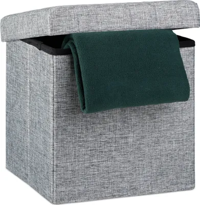 Produktbild von relaxdays Faltbarer Sitzhocker mit Stauraum Leinen