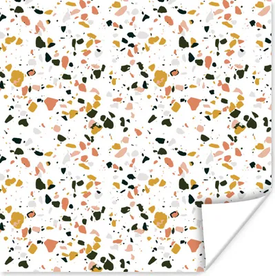 Produktbild von MuchoWow® Poster Rosa - Schwarz - Terrazzo - Muster 75x75 cm - Wand Dekoration
