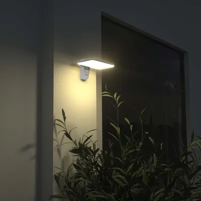 Immagine prodotto di V-TAC VT-414 Lampada solare LED 15W bianca da parete rettangolare con Pannello fotovoltaico e sensore movimento CCT 4000K+6000K IP65 - 10316